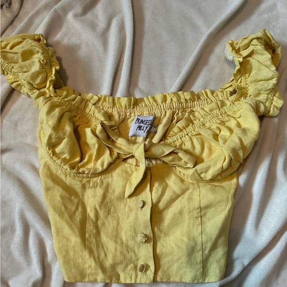 Princess Polly Yellow Elouise Crop Top US size 2 - Picture 3 of 5